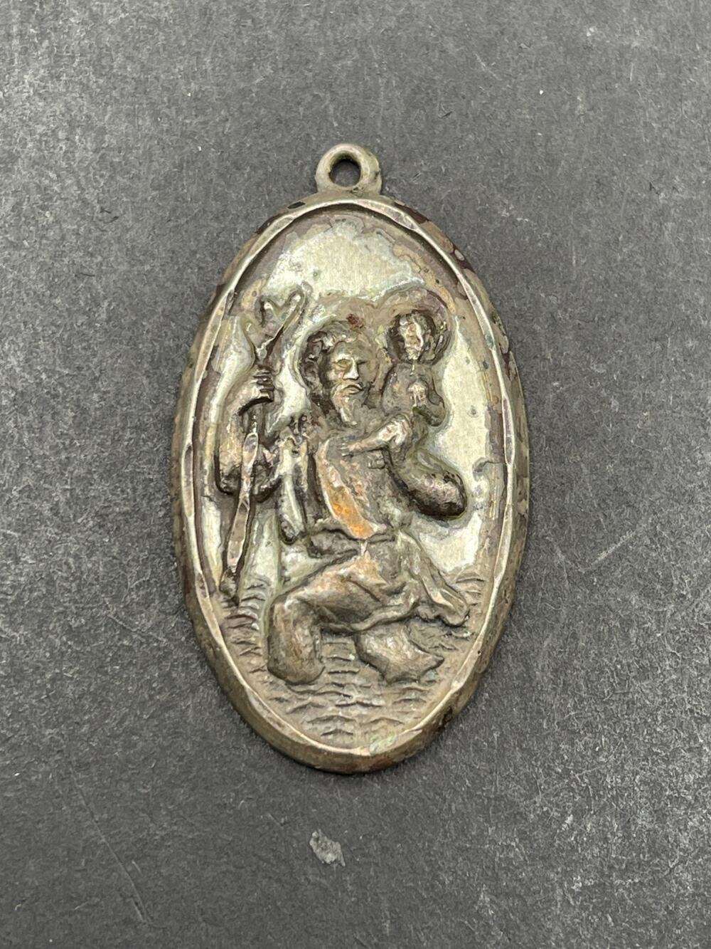 Vintage Creed Sterling Silver St. Saint Christopher Medal Keep Us Safe Pendant